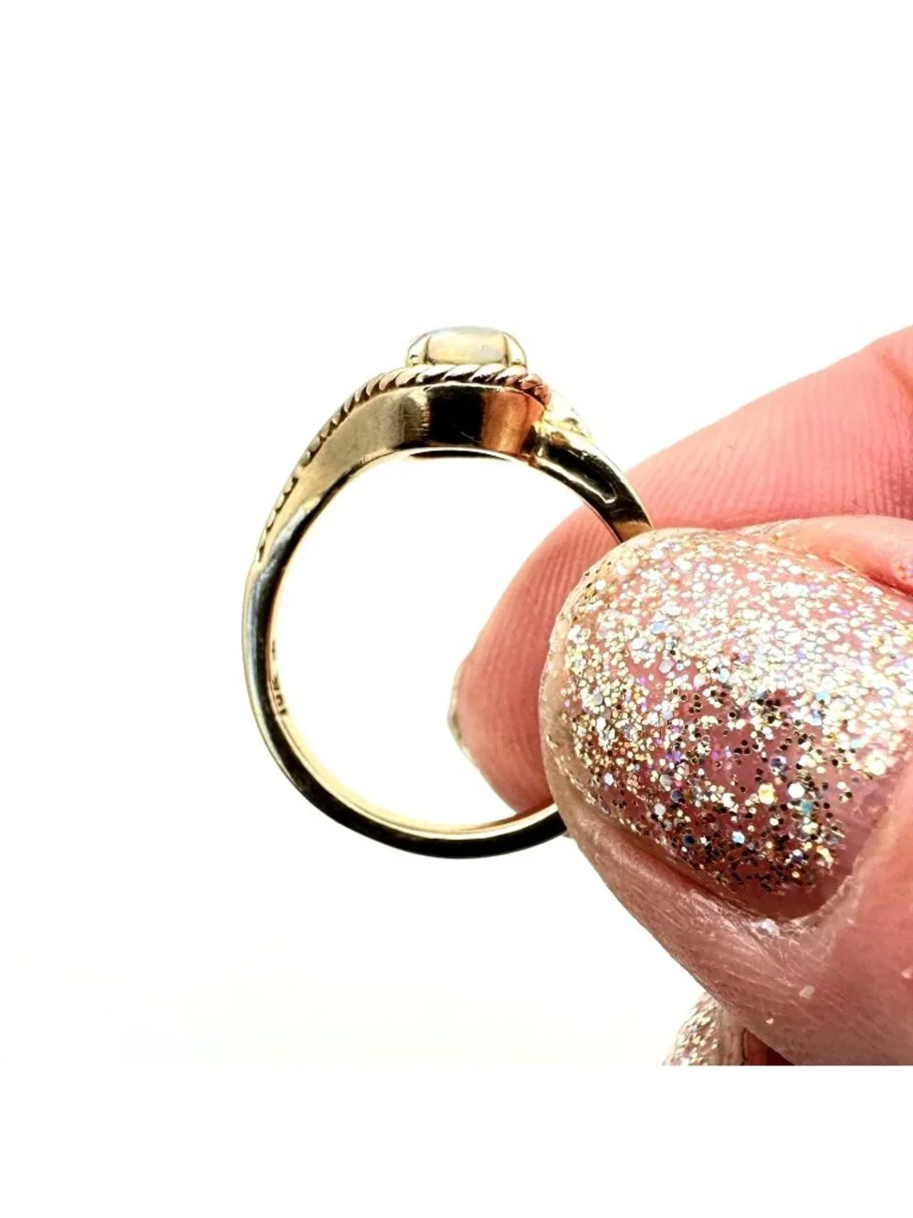 Estate Jewelry Womens Ring 10K Yellow Gold Opal Ring Size 6